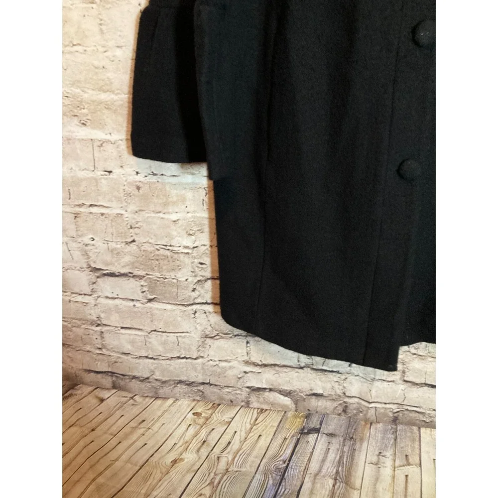 Nanette Lepore Boiled Wool Pea Coat Womens Small Black Bell Sleeve Button‎ Front